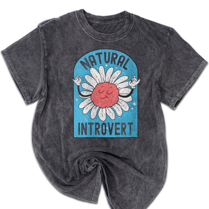 Introvert Cute Anti-Social Shy Person Inner Strength Mineral Wash Tshirts