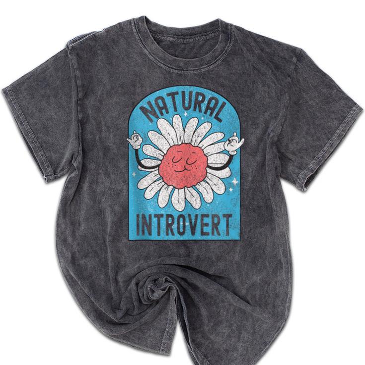 Introvert Cute Anti-Social Shy Person Inner Strength Mineral Wash Tshirts