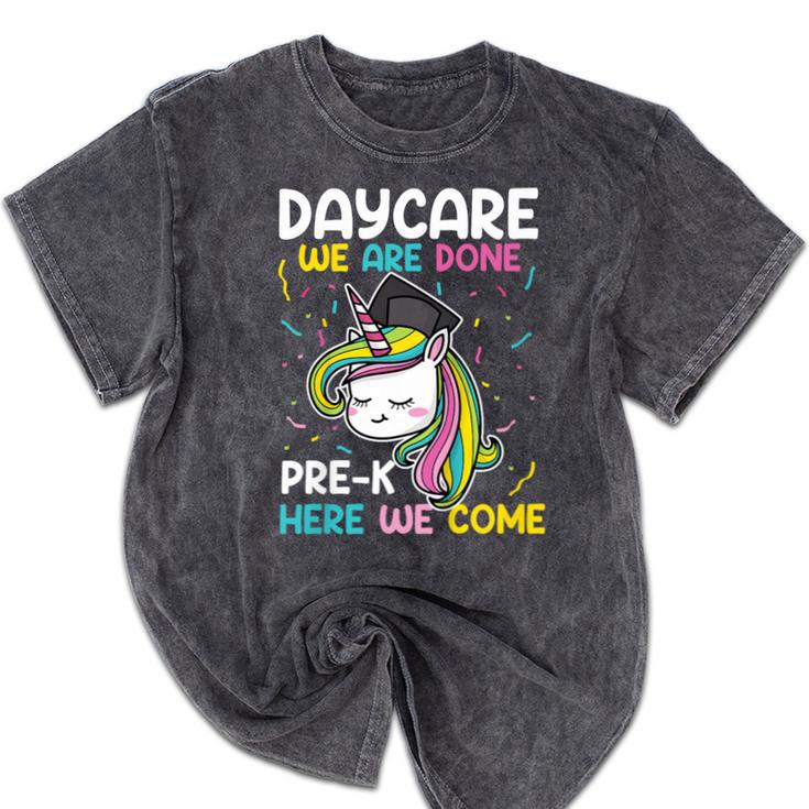 Kids Daycare Graduation Unicorn Last Day Of School Kids Mineral Wash Tshirts