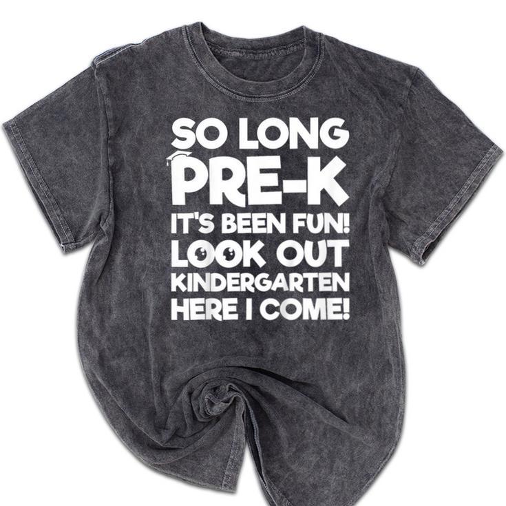 Kids Last Day Pre-K Kindergarten Here I Come Graduation Mineral Wash Tshirts