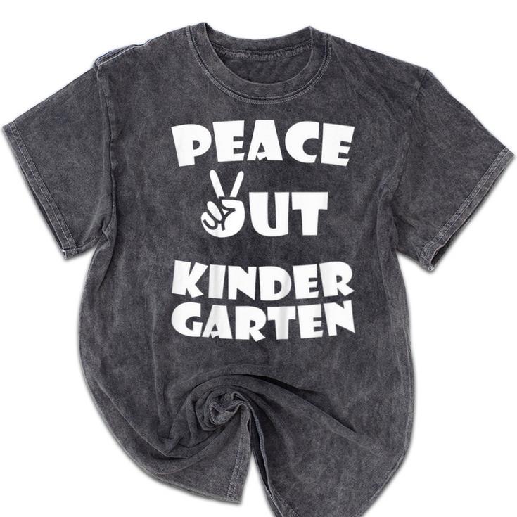 Kids Peace Out Kindergarten For Graduation Mineral Wash Tshirts
