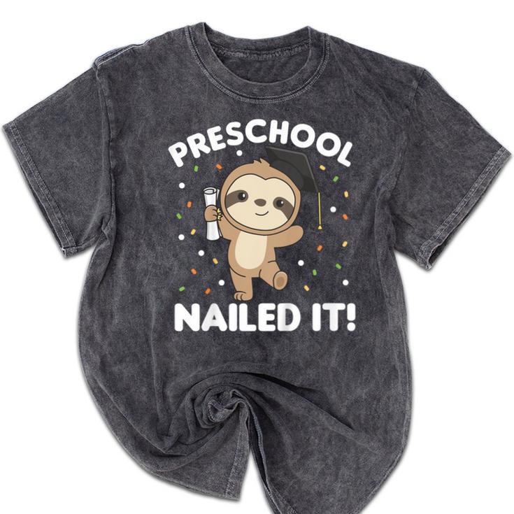 Kids Kids Preschool Nailed It Sloth Graduation Mineral Wash Tshirts