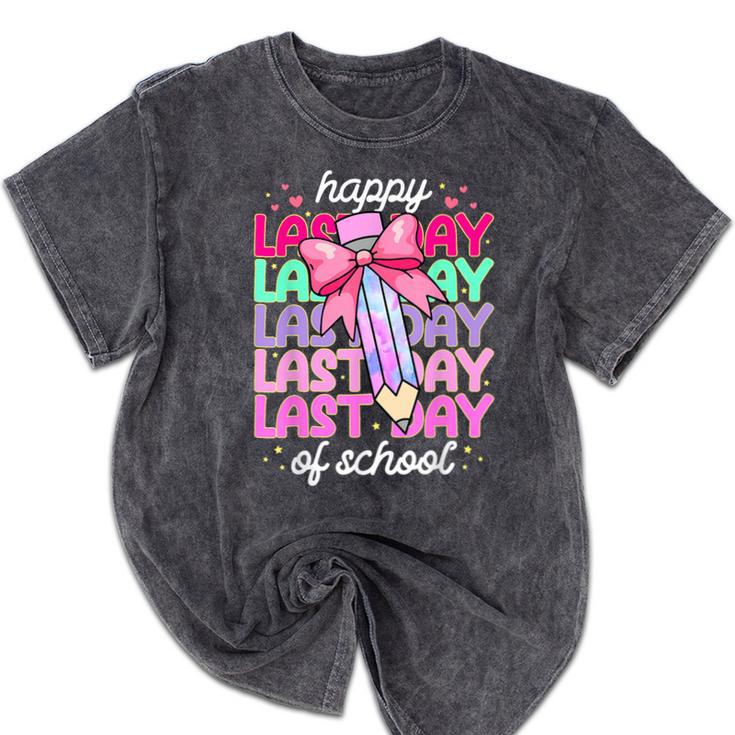 Last Day Of School Shirt Coquette Bow School Graduation Mineral Wash Tshirts
