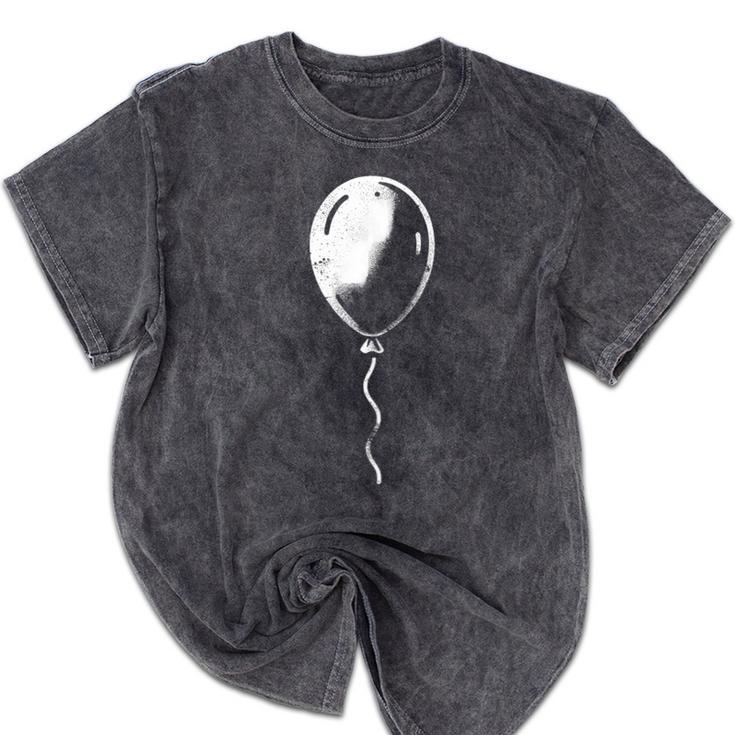 Lone Balloon Celebration Individualistic Introvert Party Mineral Wash Tshirts