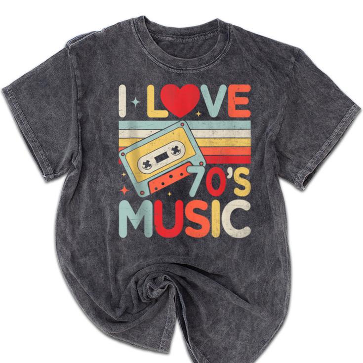 I Love 70's Music Retro Style Nostalgia Cassette 1970s Party Mineral Wash Tshirts