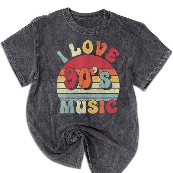 I Love 90's Music Retro Style Nostalgia Cassette 1990s Party Mineral Wash Tshirts