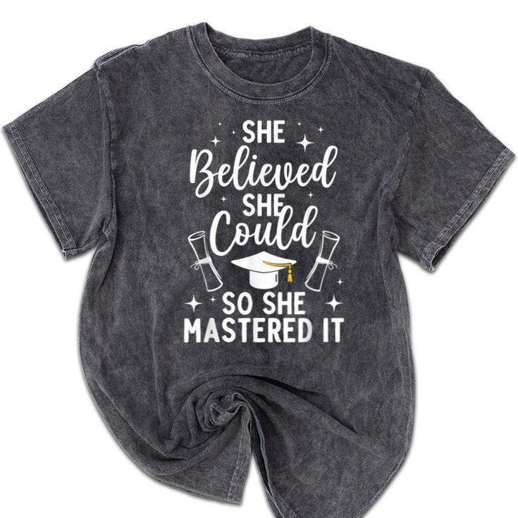 Masters Degree Graduation Art For Women Girl Masters Degree Mineral Wash Tshirts