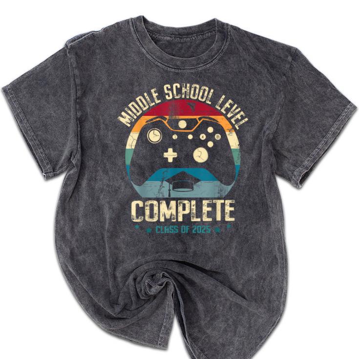 Middle School Level Complete Gamer Class Of 2025 Graduation Mineral Wash Tshirts