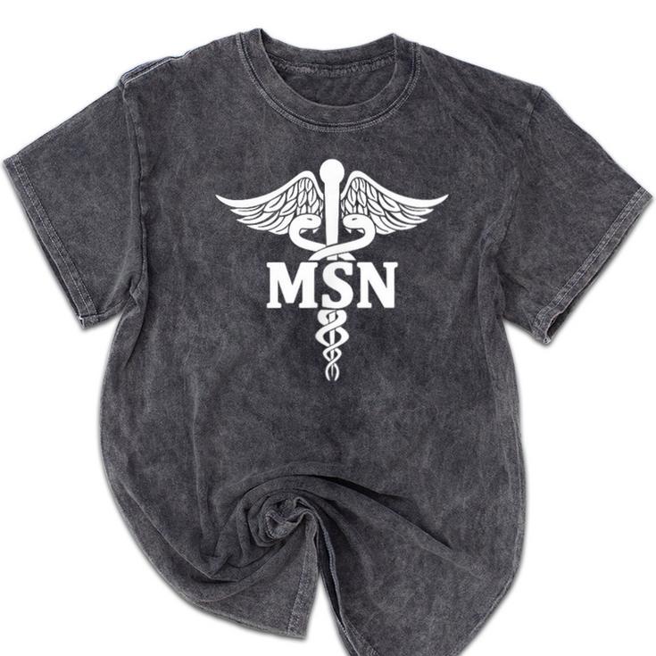 MSN Letters On Caduceus Medical Emblem MSN Nurse Graduation Mineral Wash Tshirts
