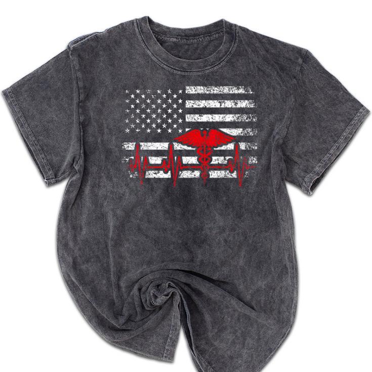 Nurse 2018 American Flag Tee Nursing School Graduation Mineral Wash Tshirts