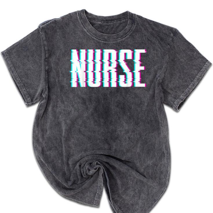 Nurse Glitch Aesthetic Graduation Nurse Glitch Graphic Art Mineral Wash Tshirts