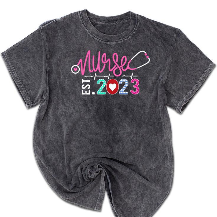 Nurse Graduation RN Nursing School Nurse Established 2023 Mineral Wash Tshirts