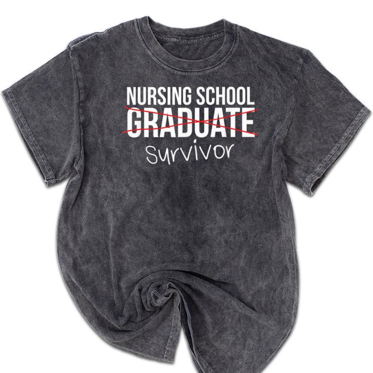 Nursing School Survivor Graduation  T-Shirt Mineral Wash Tshirts