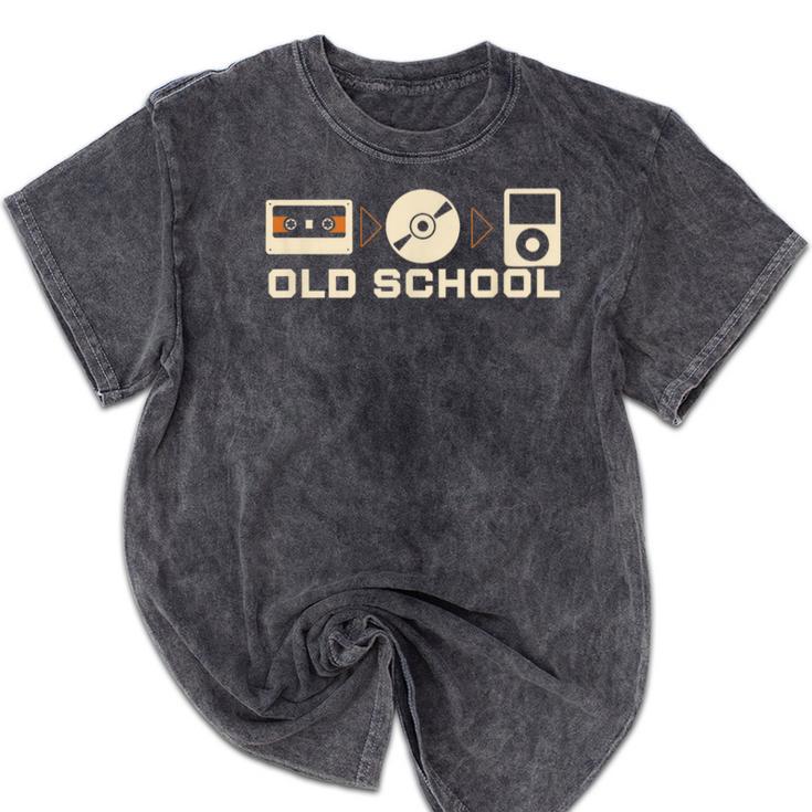 Old School Music Evolution Tape CD Retro Nostalgia Mineral Wash Tshirts