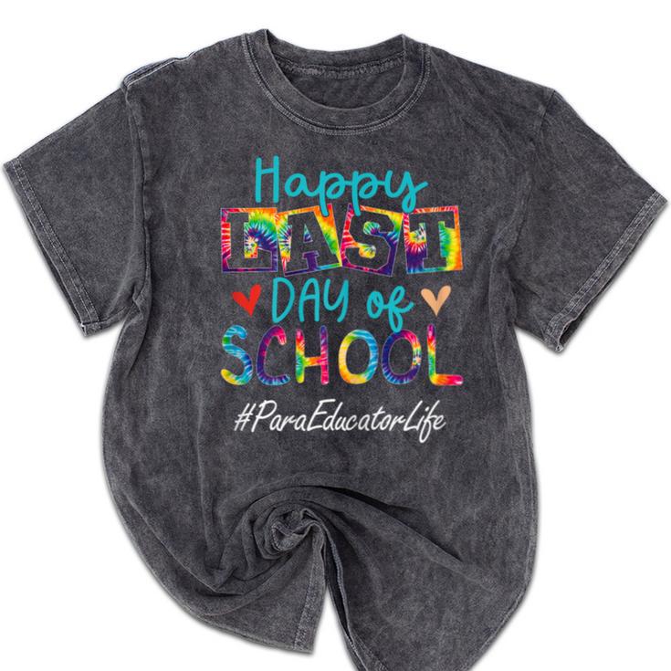 Para Educator Happy Last Day Of School Women Graduation Mineral Wash Tshirts