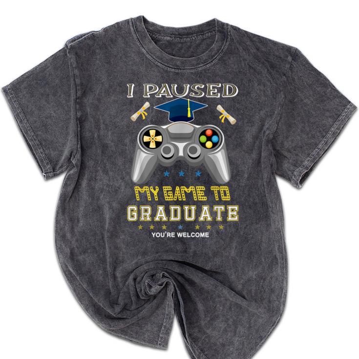 I Paused My Game To Graduate Class Of 2023 Gamer Graduation Mineral Wash Tshirts