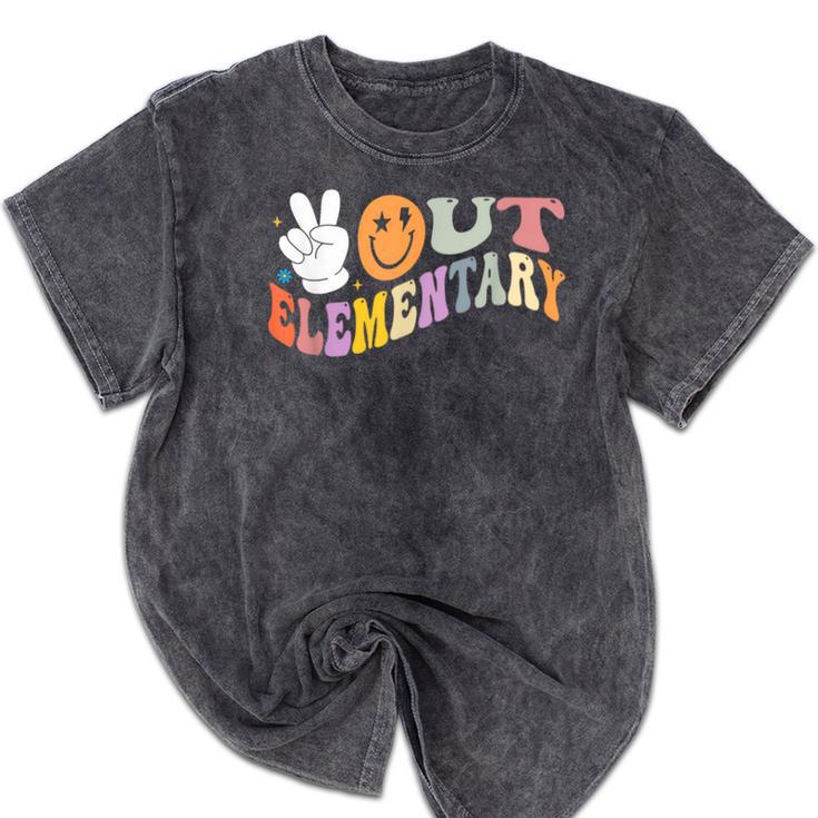 Peace Out Elementary Graduation Graduate Class Of 2025 Mineral Wash Tshirts