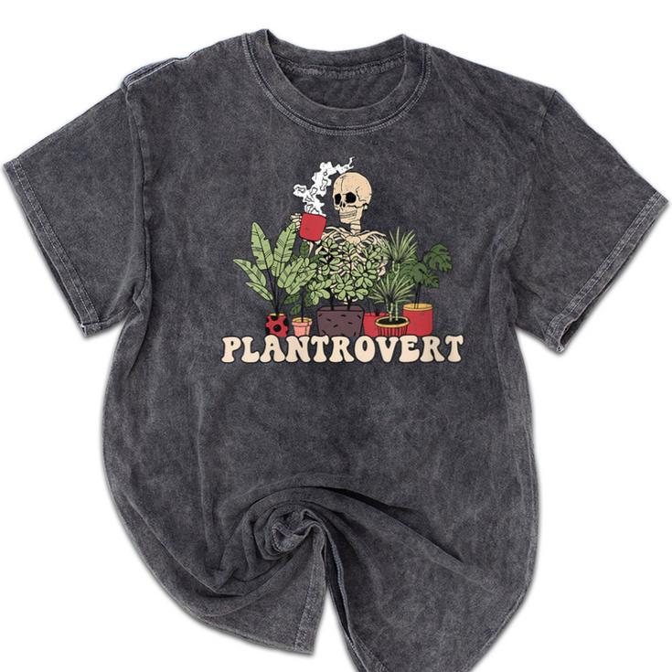 Plant Coffee Love Plantrovert Gardening Introvert Mom Mineral Wash Tshirts