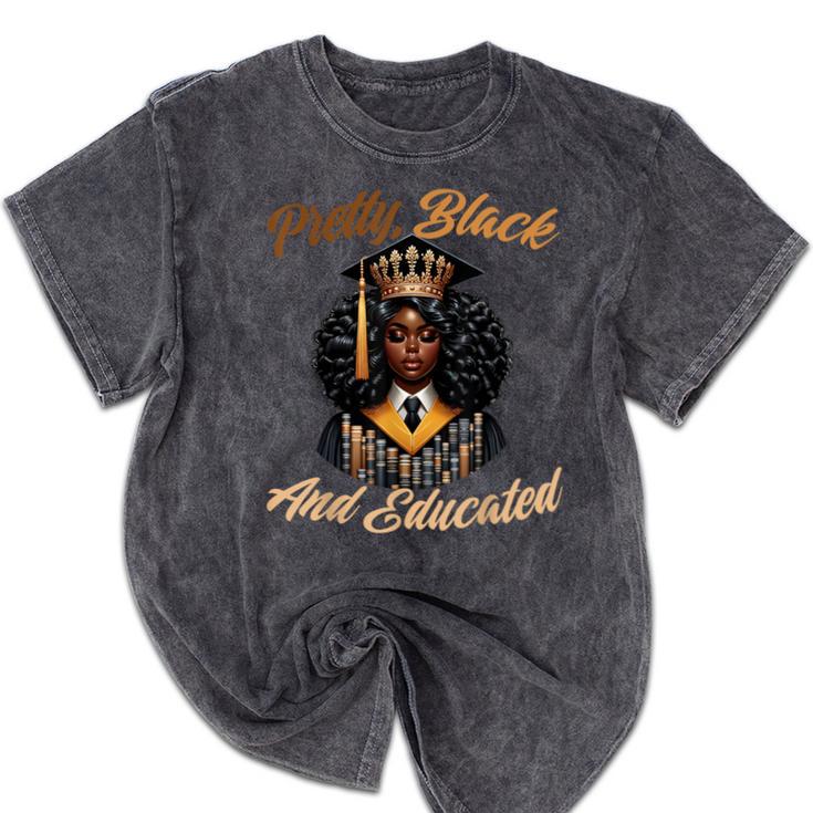 Pretty Educated African American Graduation Class 2024 Mineral Wash Tshirts