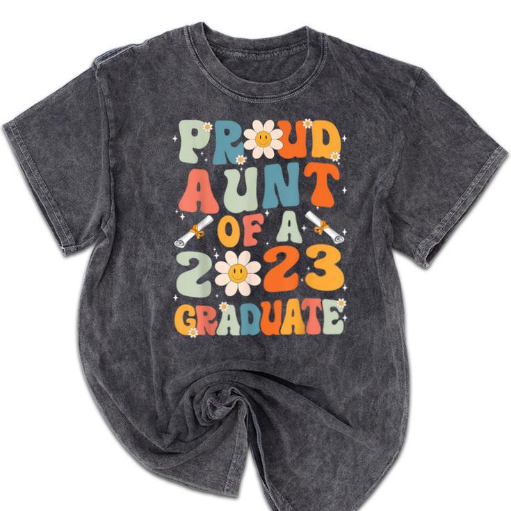 Proud Aunt Of A Class Of 2023 Graduated Graduation Women Mineral Wash Tshirts