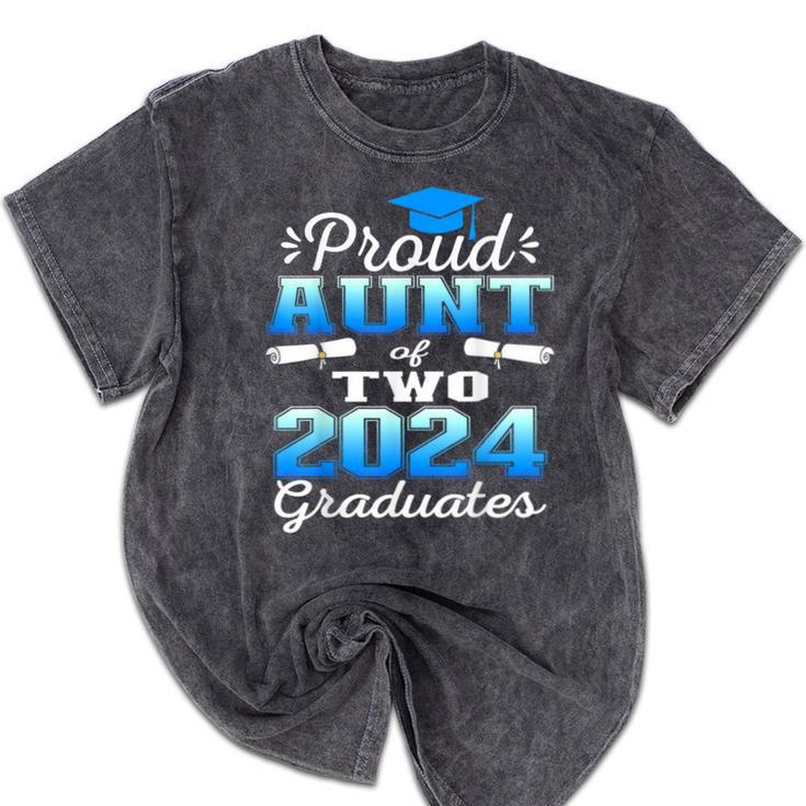 Proud Aunt Of Two 2024 Graduate Class 2024 Graduation Family Mineral Wash Tshirts