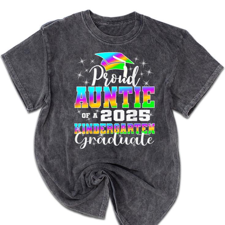 Proud Auntie Of Kindergarten Graduate 2025 Graduation Auntie Mineral Wash Tshirts