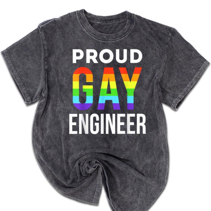 Proud Gay Engineer LGBTQ Rainbow Engineering Graduation Mineral Wash Tshirts