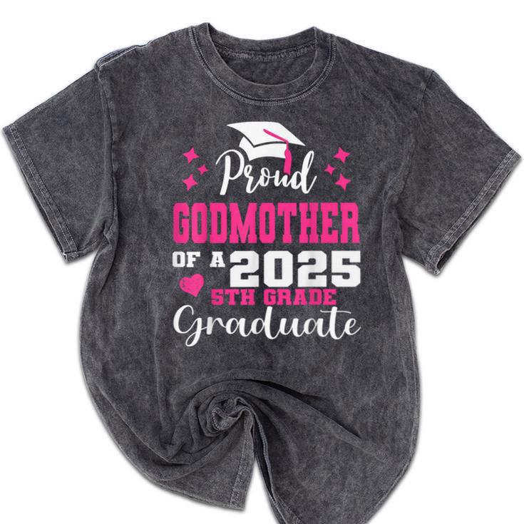 Proud Godmother Of 5th Grade Graduate 2025 Family Graduation Mineral Wash Tshirts