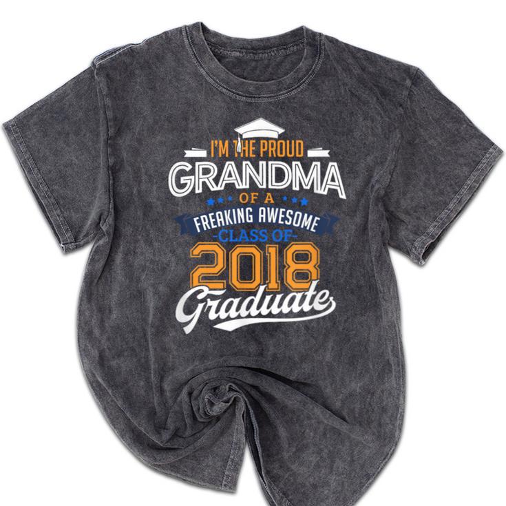 Proud Grandma Of A 2018 Graduate Shirt Graduation Grad Class Mineral Wash Tshirts