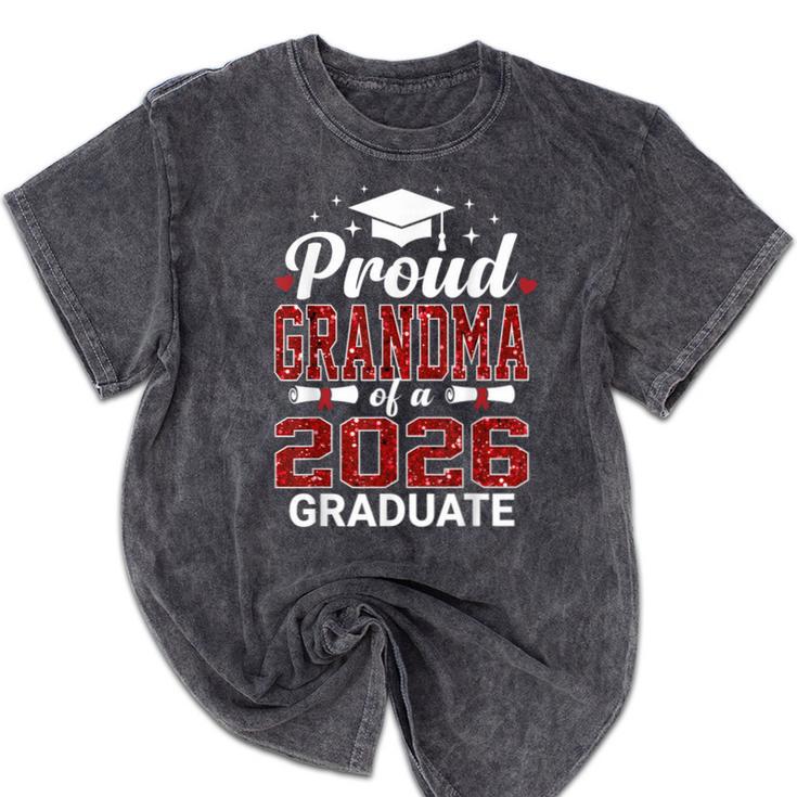 Proud Grandma Of A 2026 Graduate Class Of Graduation Mineral Wash Tshirts