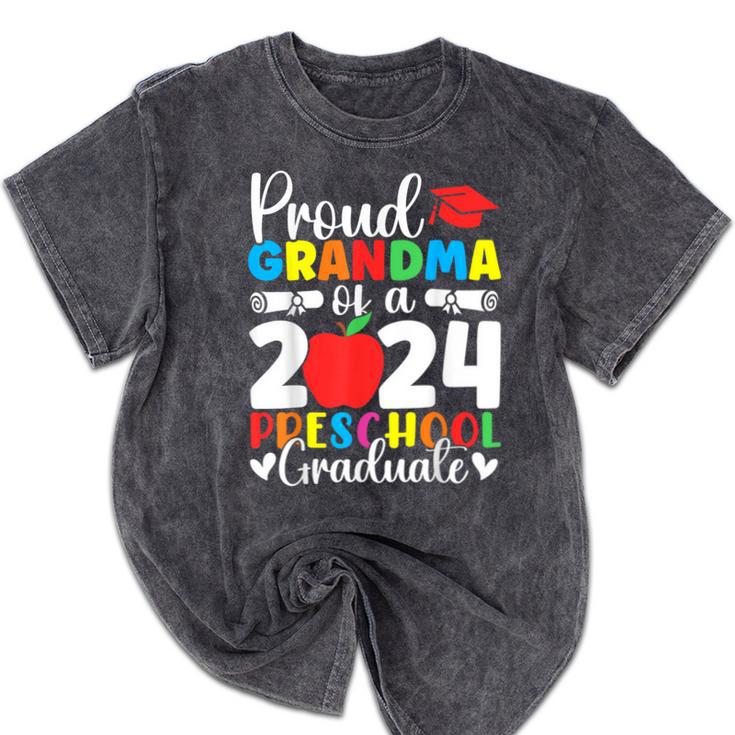 Proud Grandma Of Class Of 2024 Preschool Graduate Graduation Mineral Wash Tshirts