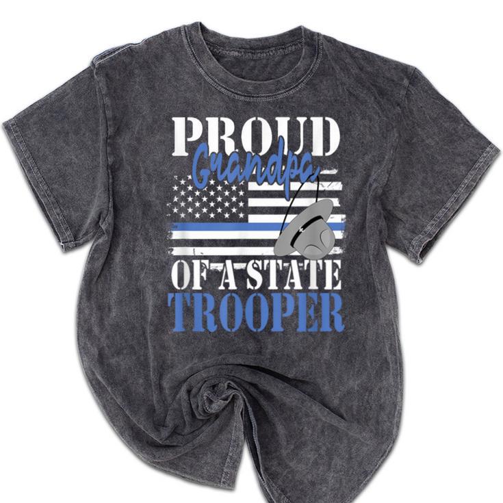 Proud Grandpa Of a State Trooper Police Officer Graduation Mineral Wash Tshirts
