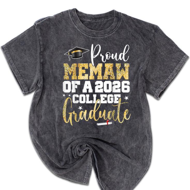 Proud Memaw Of 2026 Graduate College Graduation Mineral Wash Tshirts