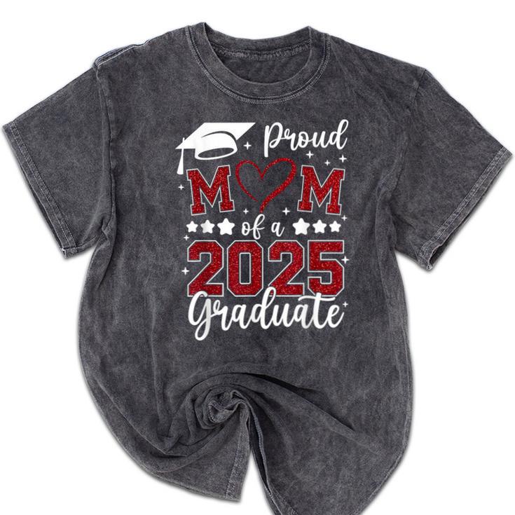 Proud Mom Of 2025 Senior Graduate Matching Family Graduation Mineral Wash Tshirts