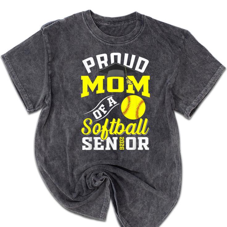 Proud Mom Of a Softball Senior Class Of 2026 Graduation Mineral Wash Tshirts