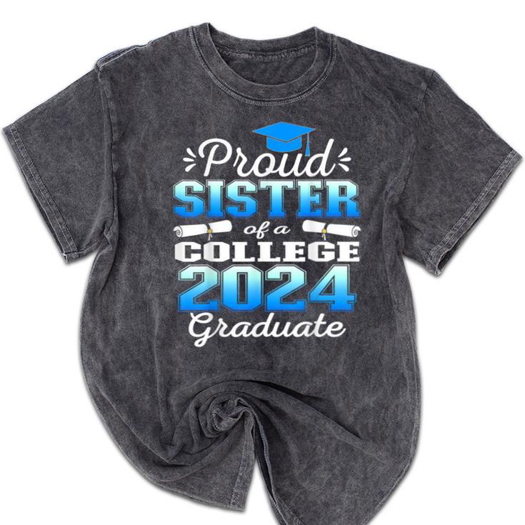 Proud Sister Of 2024 College Graduate Family 24 Graduation Mineral Wash Tshirts