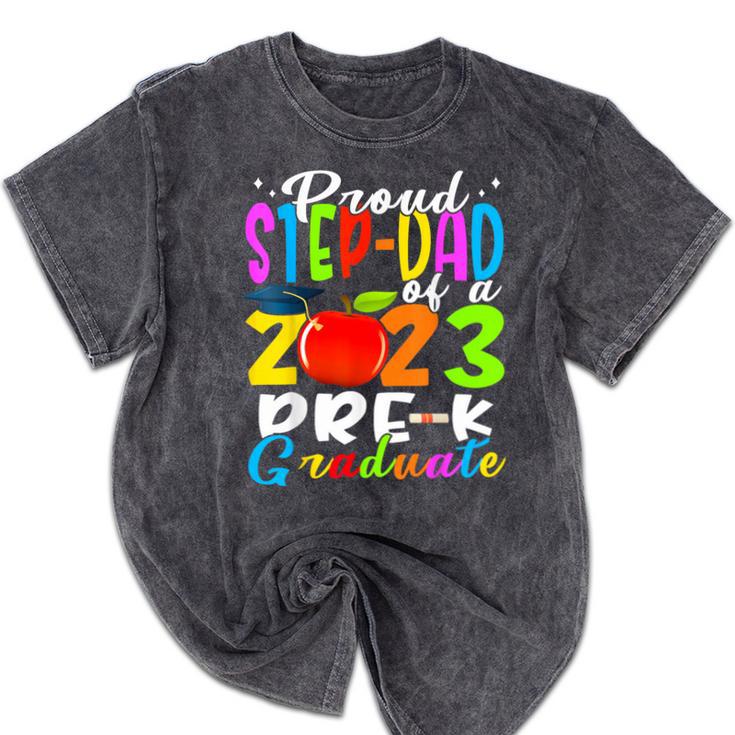 Proud Step-Dad Of 2023 Pre-K Graduate Fathers Day Graduation Mineral Wash Tshirts
