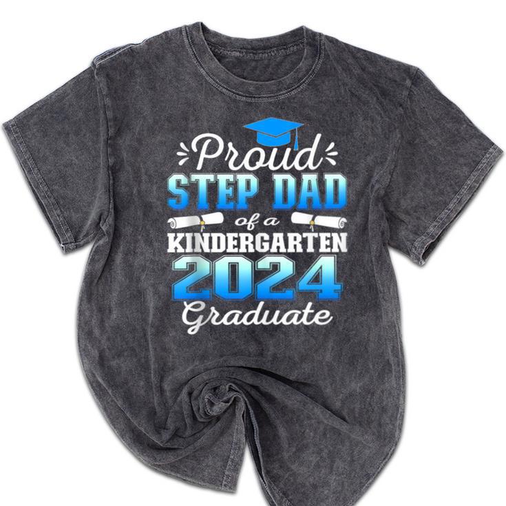 Proud Step Dad Of Kindergarten Graduate 2024 Graduation Step Mineral Wash Tshirts