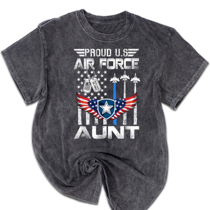 Proud US Air Force Aunt Flag Air Force Graduation Aunt Tee Mineral Wash Tshirts