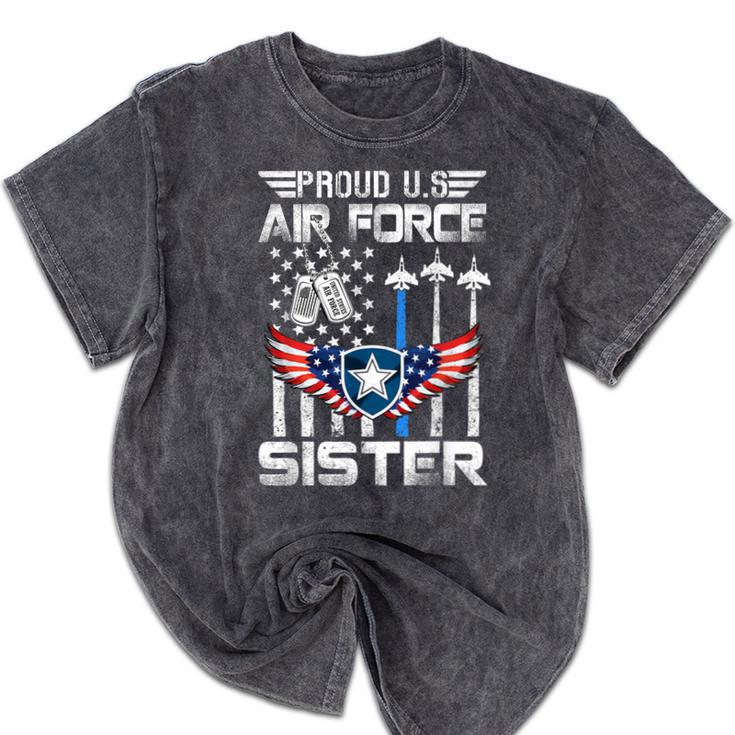 Proud US Air Force Sister Flag Air Force Graduation Sister Mineral Wash Tshirts