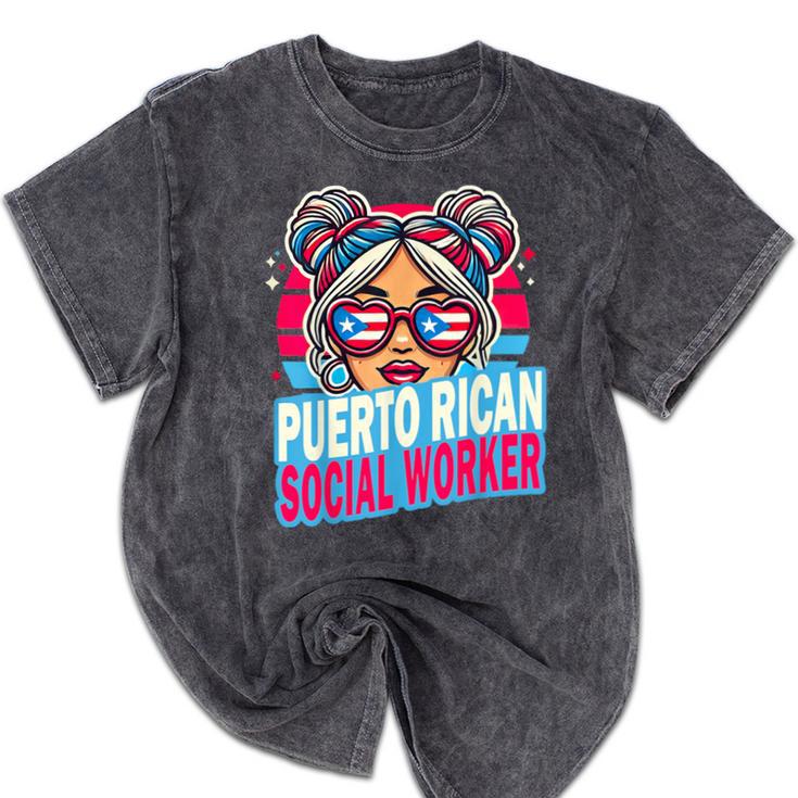 Puerto Rican Latina Social Worker MSW Masters Graduation Mineral Wash Tshirts