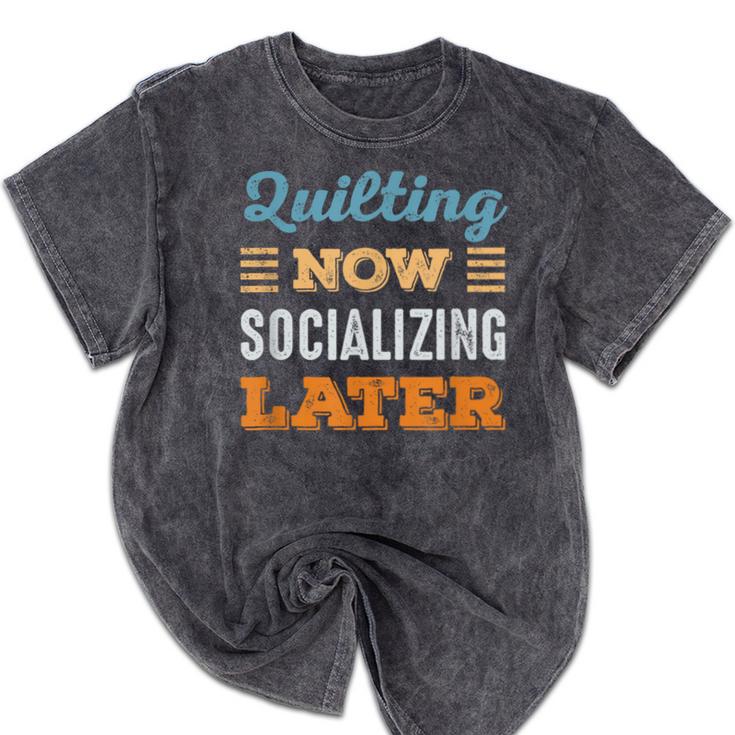 Quilting Now Minimal Socializing Introvert Vintage Mineral Wash Tshirts
