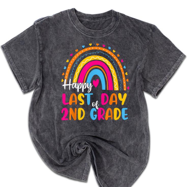 Rainbow Last Day Of 2nd Grade Teacher Student Graduation For Men Women Kids Mineral Wash Tshirts