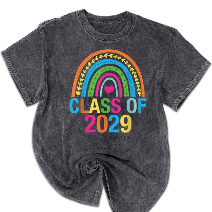 Rainbow Senior 2029 Shirt Class Of 2029 Cute Graduation Mineral Wash Tshirts