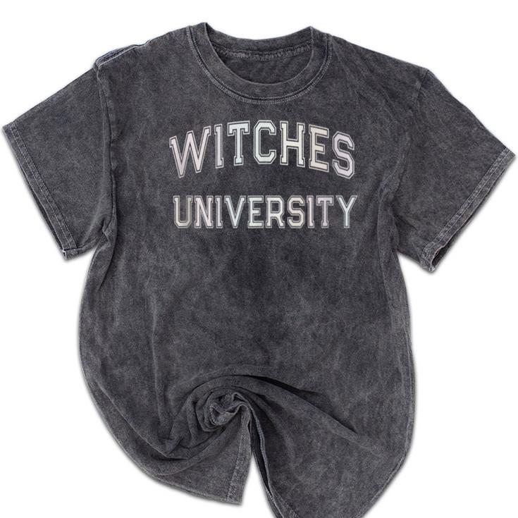 Retro Don'T Call Me WITCHES UNIVERSITY Introvert Sarcastic Mineral Wash Tshirts