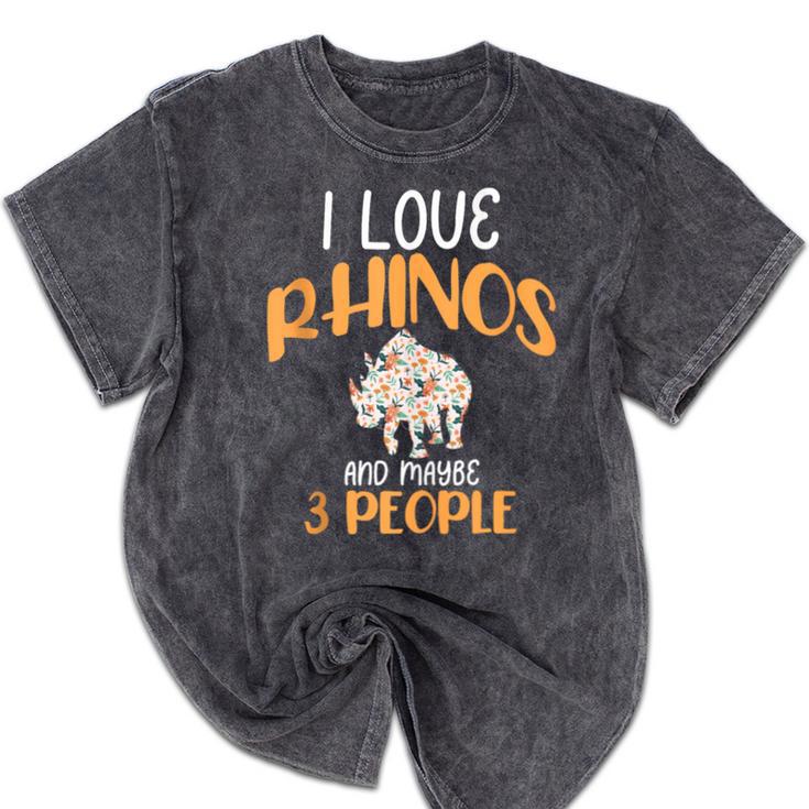I Like Rhinos And Maybe 3 People Introvert Animal Mineral Wash Tshirts