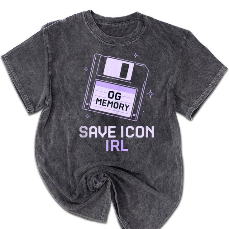 Save Icon IRL Retro Tech Humor Floppy Disk 90s Nostalgia Mineral Wash Tshirts