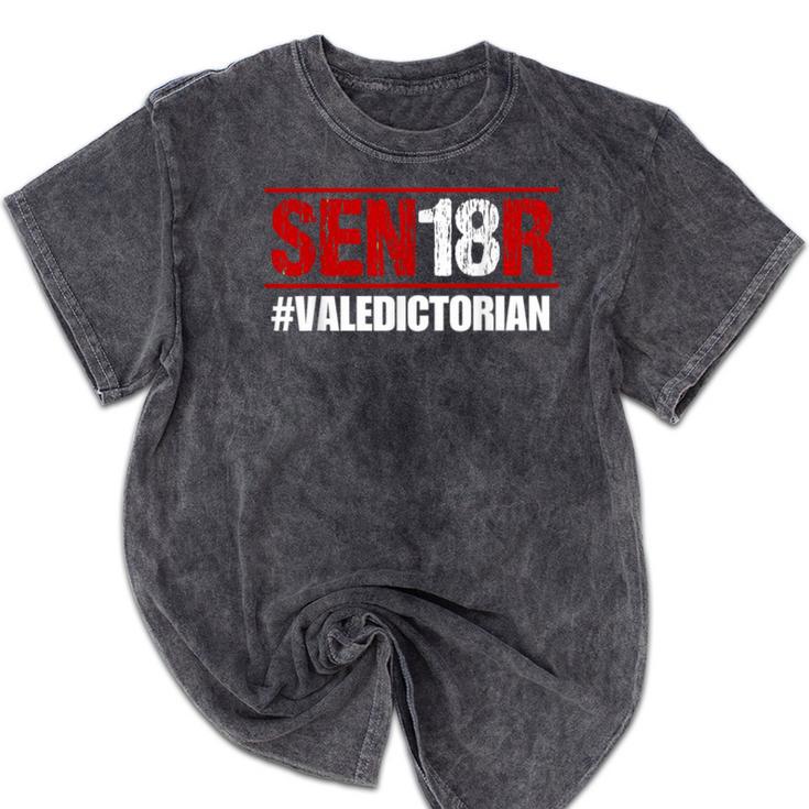 Senior 2018 Valedictorian School Colors Graduation Mineral Wash Tshirts