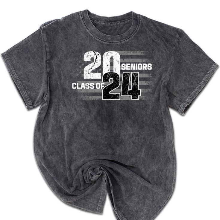 Senior 2024 Graduation Class Of 2024 Senior Women Boy Girl Mineral Wash Tshirts