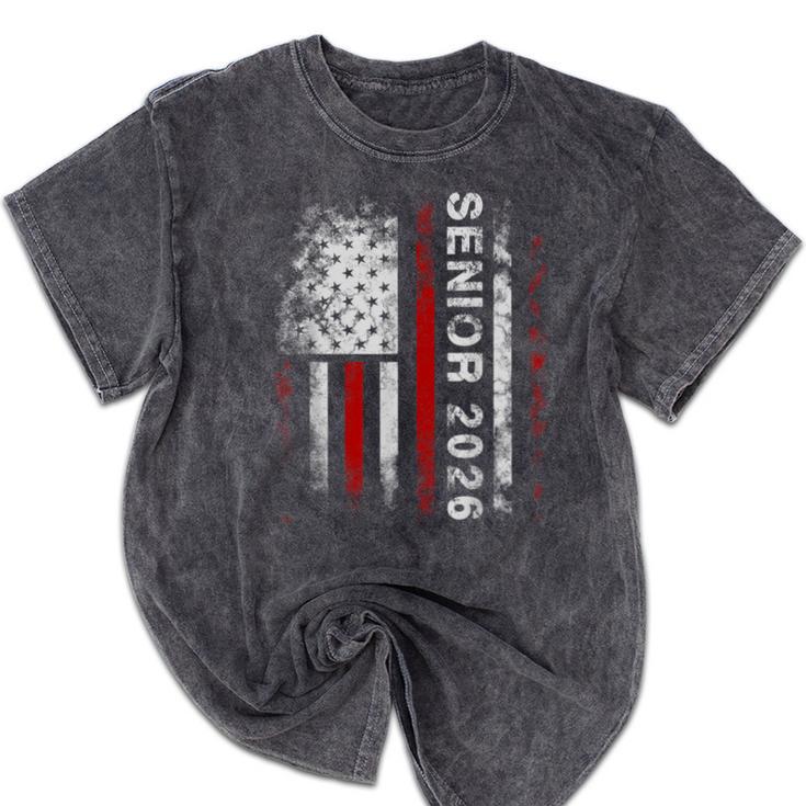 Senior 2026 American Flag Shirt USA Graduation Class Of 2026 Mineral Wash Tshirts